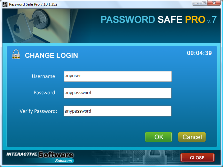 Password Safe Pro - Change Login